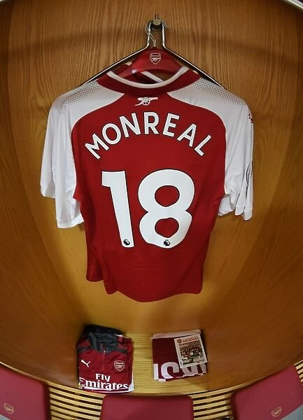 Nacho Monreal's Hanging Shirt in Arsenal's Home Changing Room - Arsenal v Leicester City, Premier League 2017-18