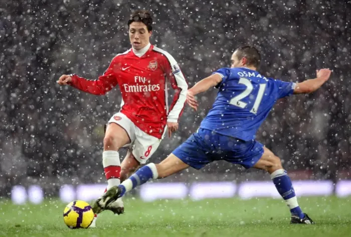 Framed Print : Nasri and Osman: Parity at the Emirates - Arsenal 2:2 Everton, Barclays Premier League