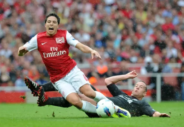 Framed Print : Nasri vs. Adam: Liverpool's Victory over Arsenal in the 2011-2012 Premier League (0-2) Framed Print : Nasri vs. Adam: Liverpool's Victory over Arsenal in the 2011-2012 Premier League (0-2)