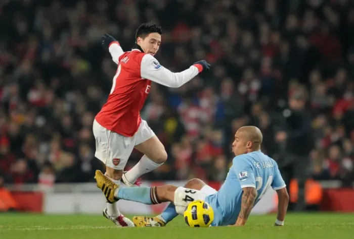 Framed Print : Nasri vs. De Jong: A Battle at the Emirates - Arsenal vs. Manchester City, 0-0
