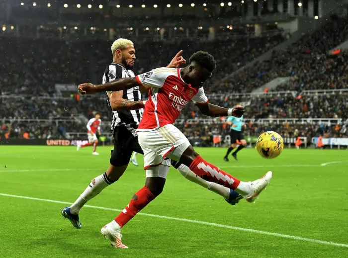 Framed Print : Newcastle United vs. Arsenal FC: A Battle for Possession - Premier League 2023-24