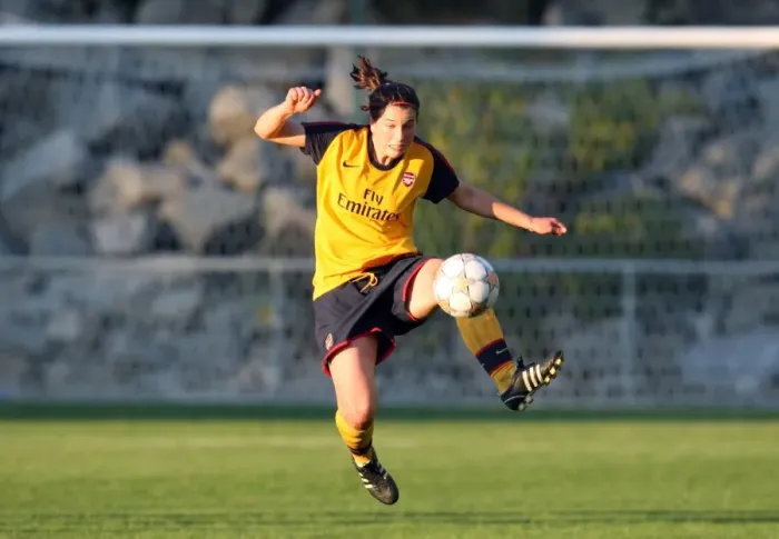 Framed Print : Niamh Fahey in Action: Arsenal Crushes Neulengbach 6-0 in UEFA Cup