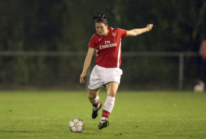 Framed Print : Niamh Fahey in Action: Arsenal Women Crush FC Zurich 7-2 in UEFA Cup Group Stage