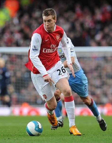 Nicklas Bendtner in Action: Arsenal vs Aston Villa, 1-1 Barclays Premier League Match, Emirates Stadium, 2008