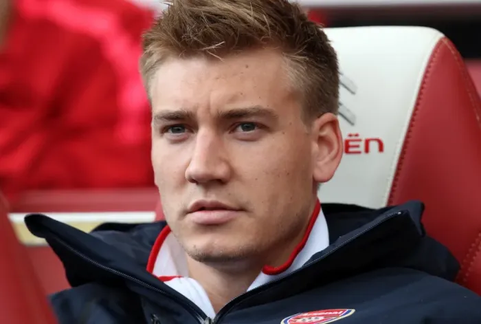 Framed Print : Nicklas Bendtner (Arsenal). Arsenal 2: 1 Birmingham City. Barclays Premier League