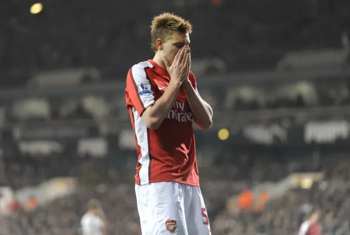 Framed Print : Nicklas Bendtner (Arsenal). Tottenham Hotspur 2: 1 Arsenal, Barclays Premier League
