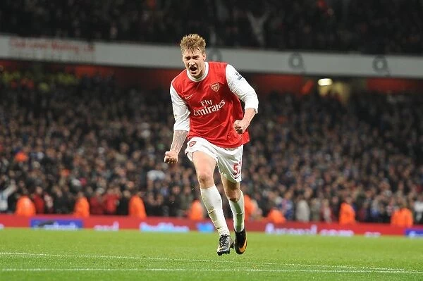 Nicklas Bendtner celebrates scoring the 1st Arsenal goal. Arsenal 3: 0 Ipswich Town (3