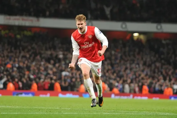Framed Print : Nicklas Bendtner celebrates scoring the 1st Arsenal goal. Arsenal 3: 0 Ipswich Town (3