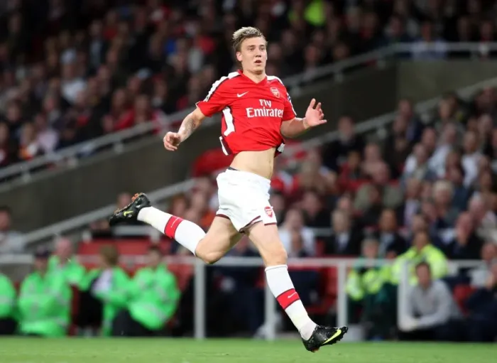 Framed Print : Nicklas Bendtner Scores the Decisive Goal: Arsenal's 3-1 UEFA Champions League Victory over Celtic (2009)