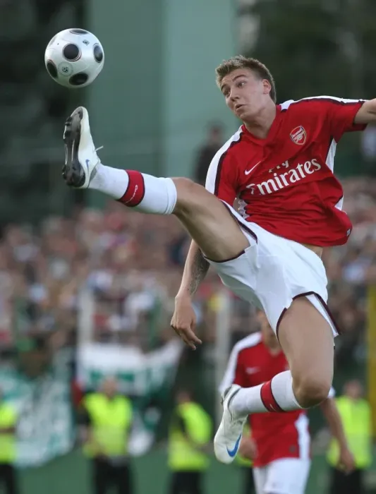 Framed Print : Nicklas Bendtner: Scoring for Arsenal Against Szombathely, 2008 Framed Print : Nicklas Bendtner: Scoring for Arsenal Against Szombathely, 2008