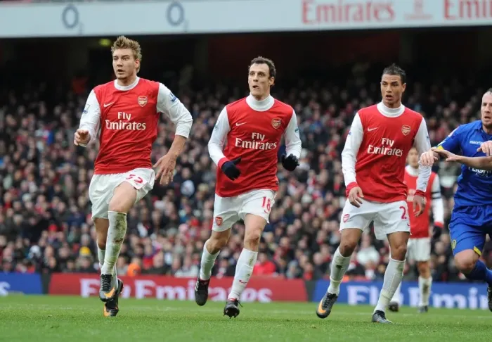 Framed Print : Nicklas Bendtner, Sebastien Squillaci and Marouane CHamakh (Arsenal). Arsenal 1 Framed Print : Nicklas Bendtner, Sebastien Squillaci and Marouane CHamakh (Arsenal). Arsenal 1