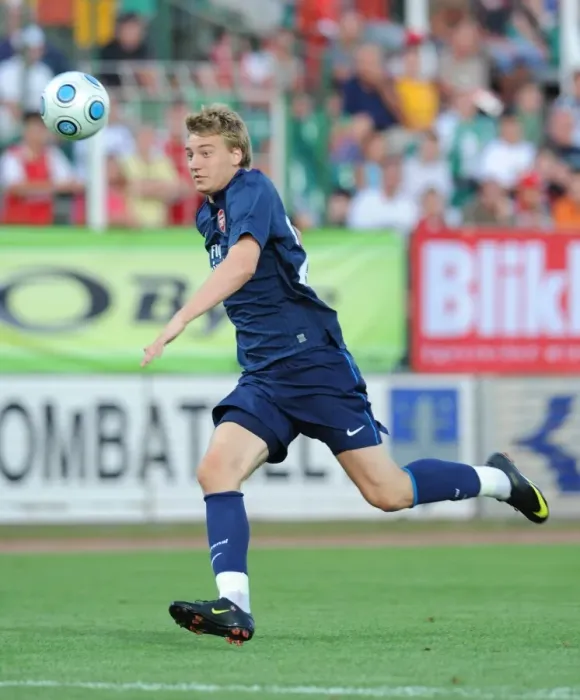 Framed Print : Nicklas Bendtner's Dominant Performance: Arsenal Crushes Szombathelyi 5-0 in Pre-Season Friendly, 2009