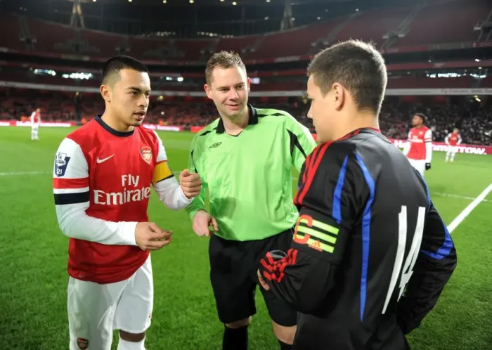Framed Print : Nico Yennaris (Arsenal) Yury Bavin (CSKA). Arsenal U19 1: 0 CSKA Moscow U19. NextGen Series Framed Print : Nico Yennaris (Arsenal) Yury Bavin (CSKA). Arsenal U19 1: 0 CSKA Moscow U19. NextGen Series