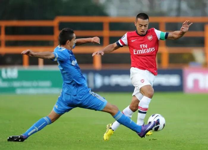 Framed Print : Nico Yennaris vs. Kevin Pommier: Clash of Young Talents in Arsenal U19 vs. Marseille - NextGen Series Framed Print : Nico Yennaris vs. Kevin Pommier: Clash of Young Talents in Arsenal U19 vs. Marseille - NextGen Series