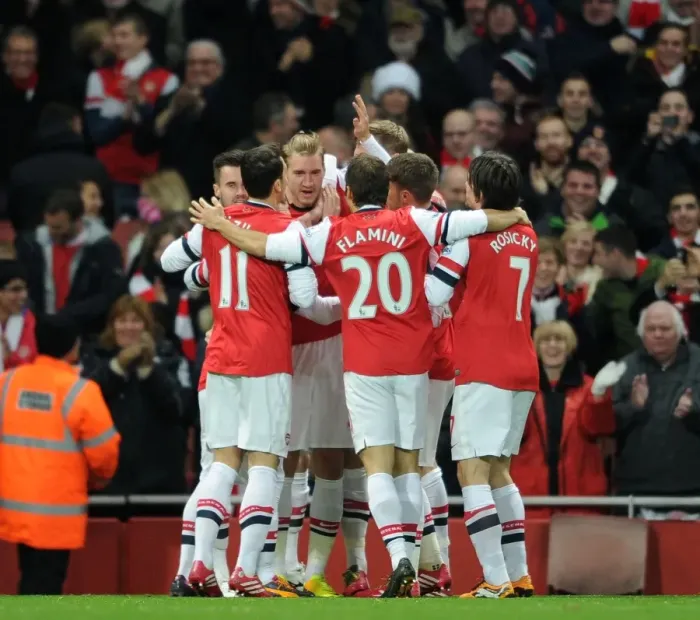 Framed Print : Nicolas Bendtner's Goal Celebration: Arsenal vs. Hull City, Premier League 2013-14 Framed Print : Nicolas Bendtner's Goal Celebration: Arsenal vs. Hull City, Premier League 2013-14