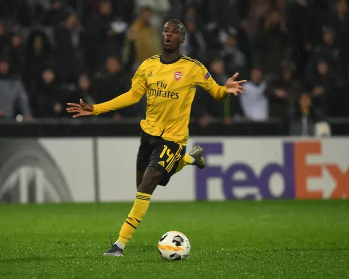 Framed Print : Nicolas Pepe in Action: Arsenal's Star Performer Shines in Europa League Clash against Vitoria Guimaraes