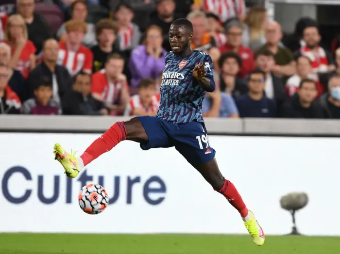 Framed Print : Nicolas Pepe in Action: Brentford vs Arsenal, Premier League 2021-22