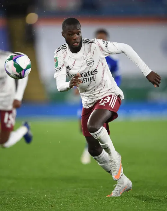 Framed Print : Nicolas Pepe in Action: Leicester City vs Arsenal, Carabao Cup 2020-21