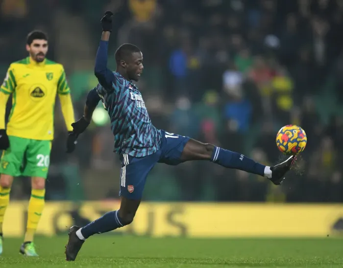 Framed Print : Nicolas Pepe in Action: Norwich City vs Arsenal, Premier League 2021-22