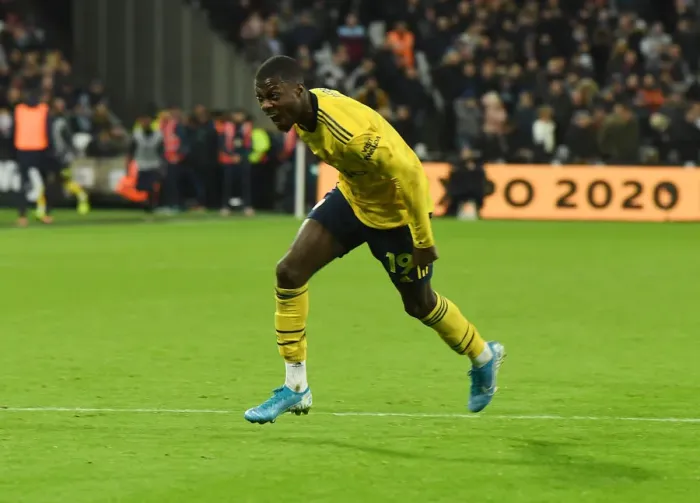 Framed Print : Nicolas Pepe Scores Arsenal's Second Goal vs. West Ham United (Premier League 2019-20) Framed Print : Nicolas Pepe Scores Arsenal's Second Goal vs. West Ham United (Premier League 2019-20)