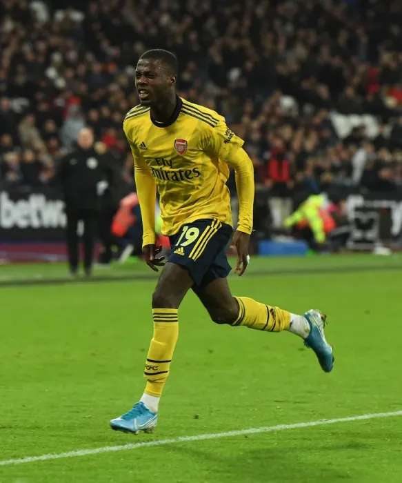 Framed Print : Nicolas Pepe Scores Arsenal's Second Goal Against West Ham United (Premier League 2019-20)