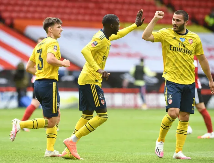 Framed Print : Nicolas Pepe's FA Cup Goal: Arsenal's Quarterfinal Victory over Sheffield United