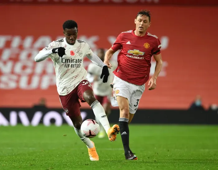 Framed Print : Nketiah Outsmarts Matic: Arsenal's Dramatic Escape at Old Trafford, 2020-21 Premier League Framed Print : Nketiah Outsmarts Matic: Arsenal's Dramatic Escape at Old Trafford, 2020-21 Premier League