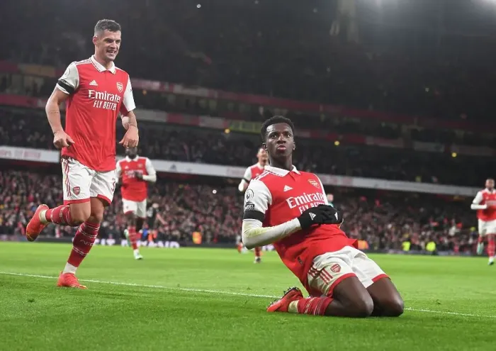 Framed Print : Nketiah Scores His Second: Arsenal's Triumph Over West Ham in the 2022-23 Premier League