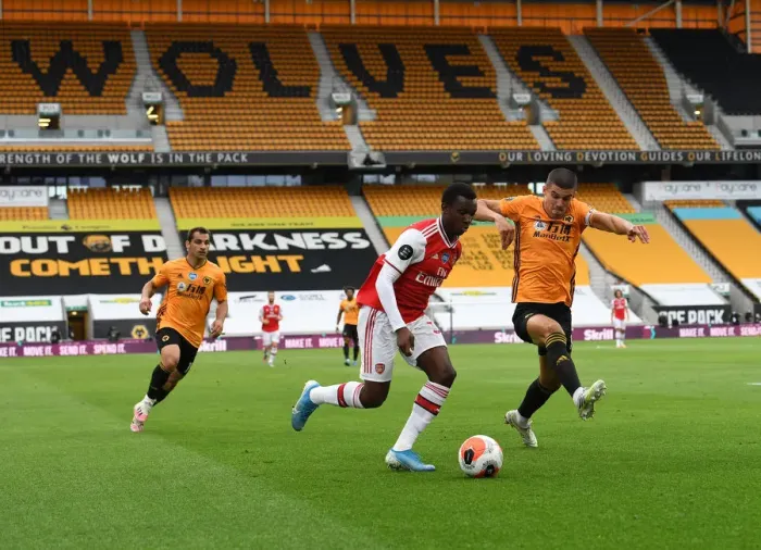 Framed Print : Nketiah vs. Coady: Intense Battle at Molineux - Wolverhampton Wanderers vs. Arsenal FC, Premier League 2019-2020 Framed Print : Nketiah vs. Coady: Intense Battle at Molineux - Wolverhampton Wanderers vs. Arsenal FC, Premier League 2019-2020