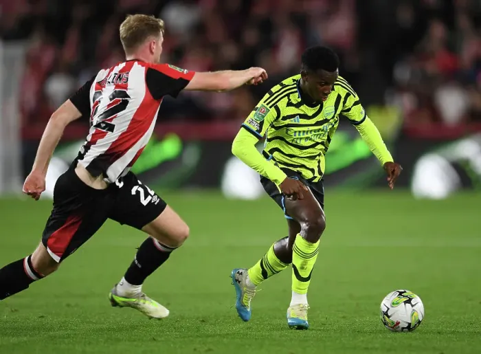Framed Print : Nketiah vs Collins: Battle in the Carabao Cup - Brentford vs Arsenal Framed Print : Nketiah vs Collins: Battle in the Carabao Cup - Brentford vs Arsenal