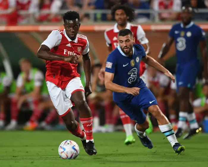 Framed Print : Nketiah vs. Kovacic: A Clash of Talents in the Arsenal vs. Chelsea Florida Cup 2022-23 Match Framed Print : Nketiah vs. Kovacic: A Clash of Talents in the Arsenal vs. Chelsea Florida Cup 2022-23 Match