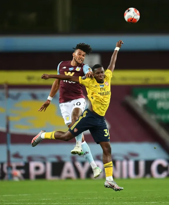 Framed Print : Nketiah vs. Mings: A Premier League Showdown at Villa Park Framed Print : Nketiah vs. Mings: A Premier League Showdown at Villa Park