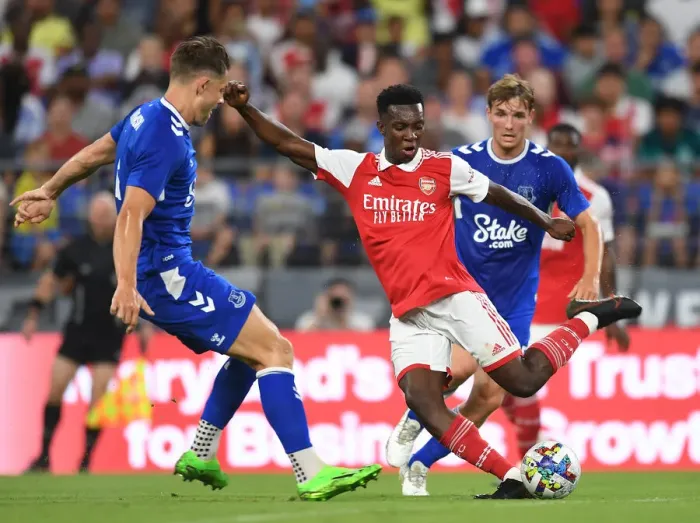 Framed Print : Nketiah vs Tarkowski: A Pre-Season Showdown at the Baltimore Battlefield - Arsenal vs Everton