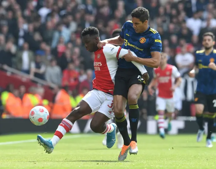 Framed Print : Nketiah vs Varane: Battle at the Emirates - Arsenal vs Manchester United, Premier League 2021-22 Framed Print : Nketiah vs Varane: Battle at the Emirates - Arsenal vs Manchester United, Premier League 2021-22