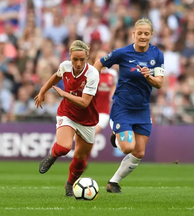 Framed Print : Nobbs vs. Chapman: FA Cup Final Showdown - Arsenal Women vs. Chelsea Ladies