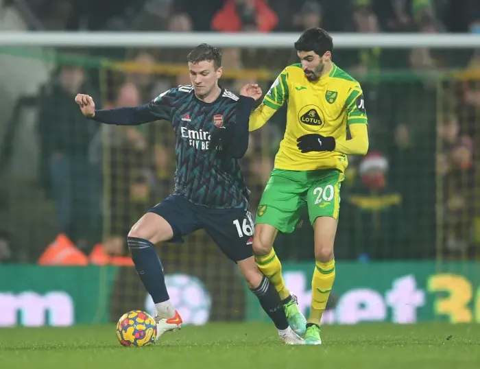 Framed Print : Norwich City vs Arsenal: Holding vs Lees-Melou Battle in Premier League Clash Framed Print : Norwich City vs Arsenal: Holding vs Lees-Melou Battle in Premier League Clash