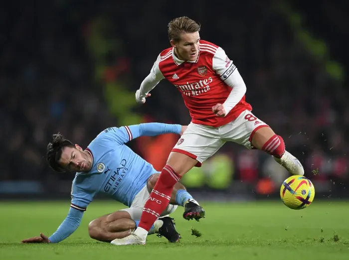 Framed Print : Odegaard Outshines Grealish: Arsenal's Midfielder Wins Key Battle Against Manchester City Rival Framed Print : Odegaard Outshines Grealish: Arsenal's Midfielder Wins Key Battle Against Manchester City Rival