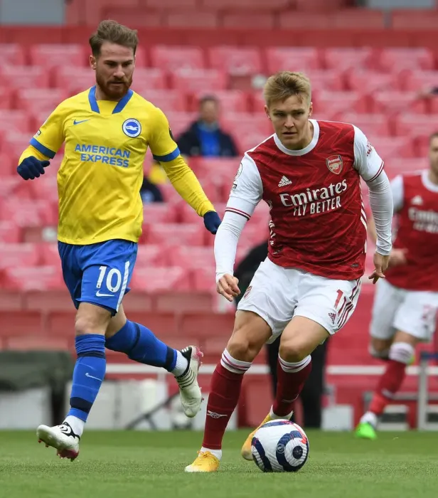Framed Print : Odegaard vs Mac Allister: A Premier League Showdown at Emirates Stadium (2020-21)