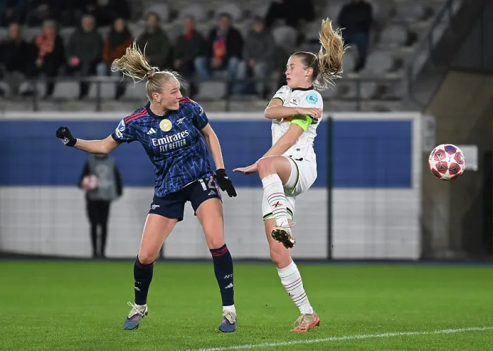 Framed Print : OH Leuven v Arsenal Women FC - UEFA Women's Champions League 2025 / 26 KO play-offs First Leg OH Leuven v Arsenal Women FC - UEFA Women's Champions League 2025 / 26 KO play-offs