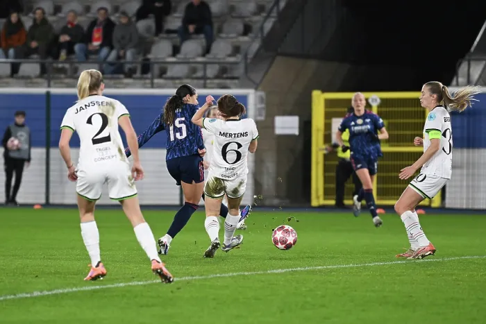 Framed Print : OH Leuven v Arsenal Women FC - UEFA Women's Champions League 2025 / 26 KO play-offs First Leg OH Leuven v Arsenal Women FC - UEFA Women's Champions League 2025 / 26 KO play-offs