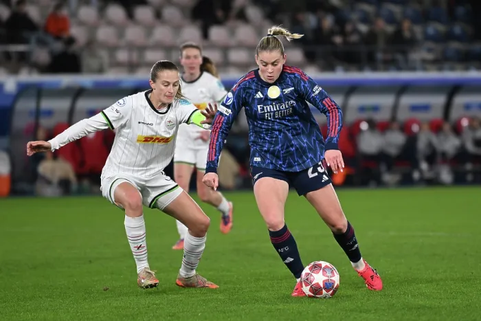 Framed Print : OH Leuven v Arsenal Women FC - UEFA Women's Champions League 2025 / 26 KO play-offs First Leg OH Leuven v Arsenal Women FC - UEFA Women's Champions League 2025 / 26 KO play-offs