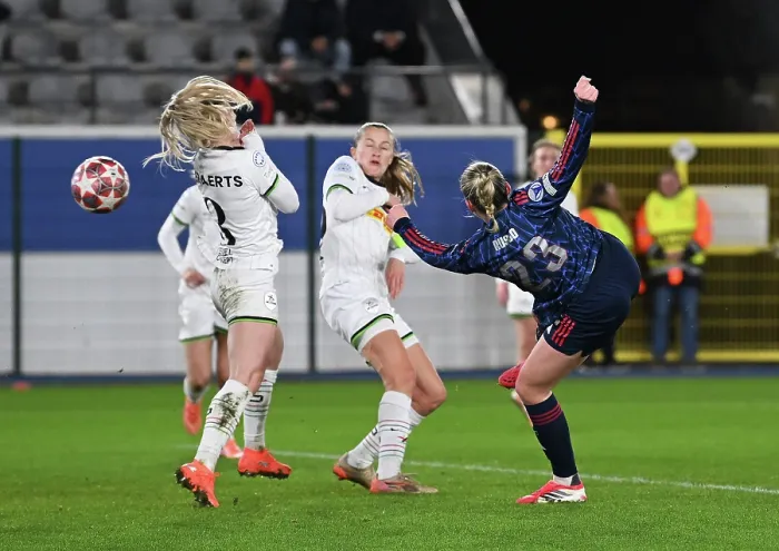 Framed Print : OH Leuven v Arsenal Women FC - UEFA Women's Champions League 2025 / 26 KO play-offs First Leg OH Leuven v Arsenal Women FC - UEFA Women's Champions League 2025 / 26 KO play-offs