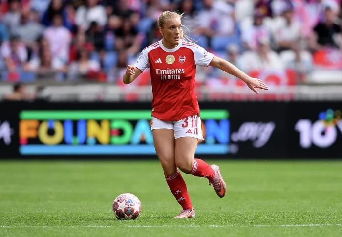 Framed Print : OL Lyonnes v Arsenal FC - UEFA Women's Champions League 2025 / 26 Semi-Final Second Leg OL Lyonnes v Arsenal FC - UEFA Women's Champions League 2025 / 26 Semi-Final Second Leg