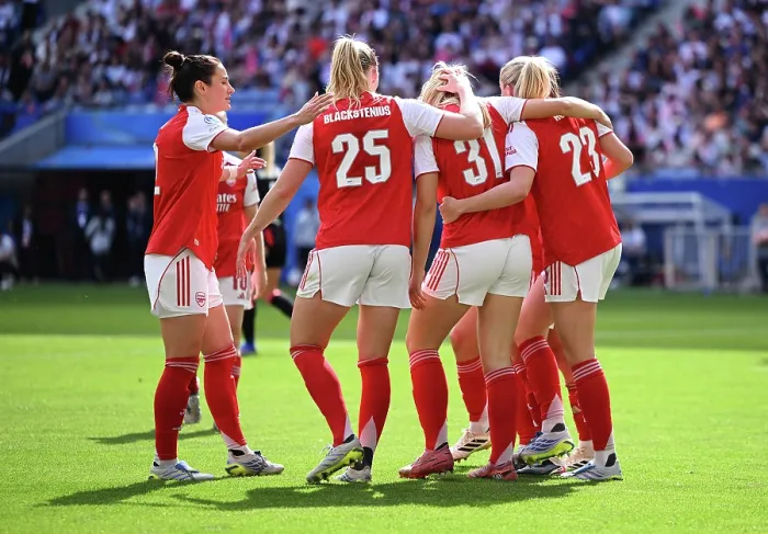 Framed Print : OL Lyonnes v Arsenal FC - UEFA Women's Champions League 2025 / 26 Semi-Final Second Leg OL Lyonnes v Arsenal FC - UEFA Women's Champions League 2025 / 26 Semi-Final Second Leg