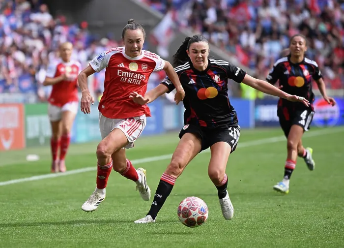 Framed Print : OL Lyonnes v Arsenal FC - UEFA Women's Champions League 2025 / 26 Semi-Final Second Leg OL Lyonnes v Arsenal FC - UEFA Women's Champions League 2025 / 26 Semi-Final Second Leg