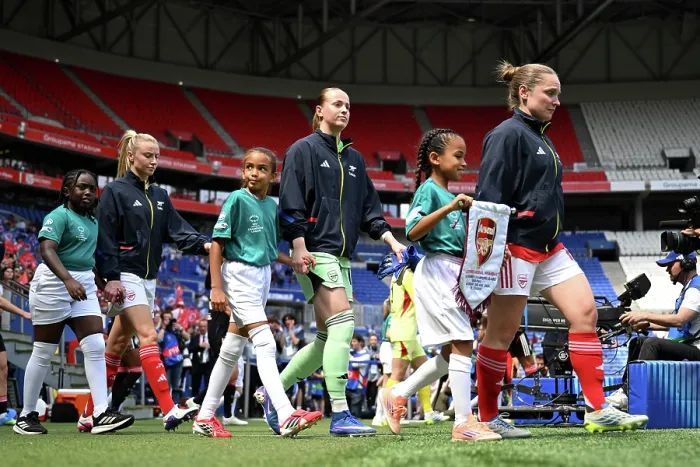 Framed Print : OL Lyonnes v Arsenal FC - UEFA Women's Champions League 2025 / 26 Semi-Final Second Leg OL Lyonnes v Arsenal FC - UEFA Women's Champions League 2025 / 26 Semi-Final Second Leg