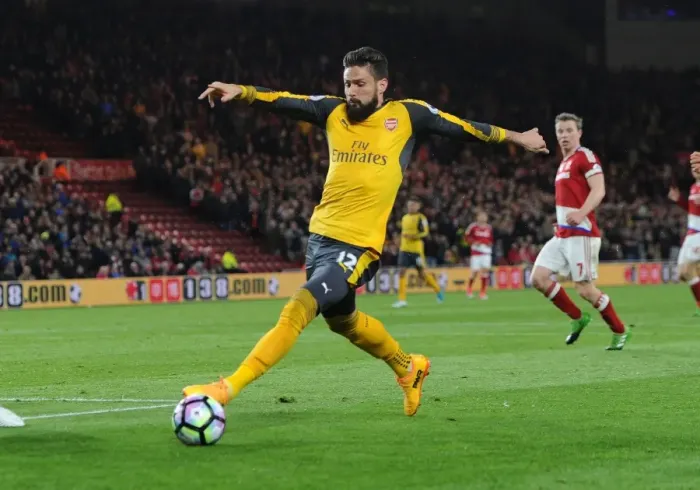 Framed Print : Olivier Giroud: In Action for Arsenal Against Middlesbrough, Premier League 2016-17 Framed Print : Olivier Giroud: In Action for Arsenal Against Middlesbrough, Premier League 2016-17