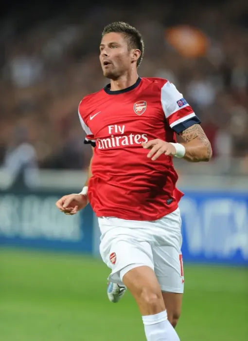Framed Print : Olivier Giroud: In Action for Arsenal against Montpellier, UEFA Champions League 2012-13 Framed Print : Olivier Giroud: In Action for Arsenal against Montpellier, UEFA Champions League 2012-13