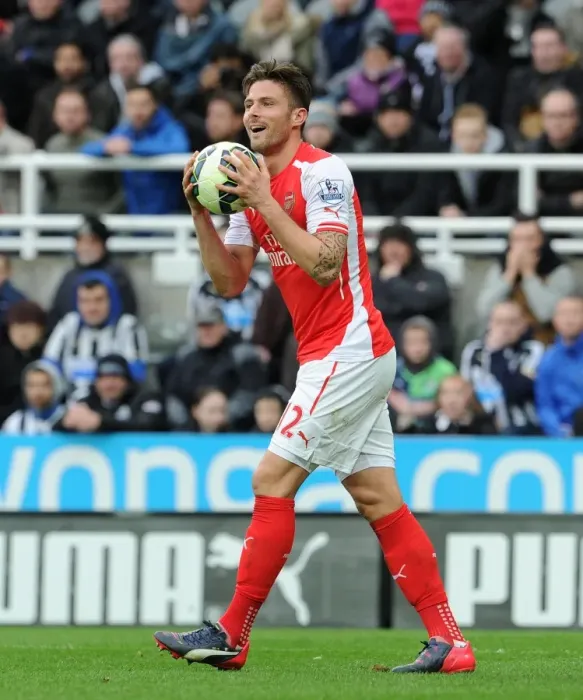 Framed Print : Olivier Giroud: In Action for Arsenal Against Newcastle United, Premier League 2014-2015