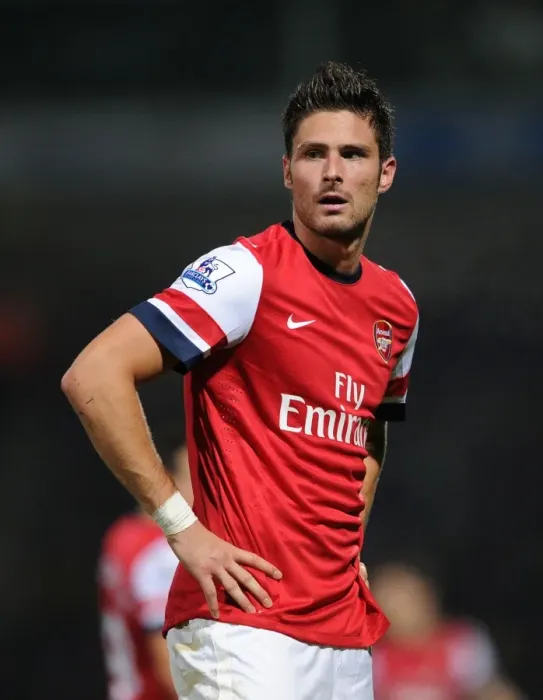 Framed Print : Olivier Giroud: In Action for Arsenal Against Norwich City, Premier League 2012-13